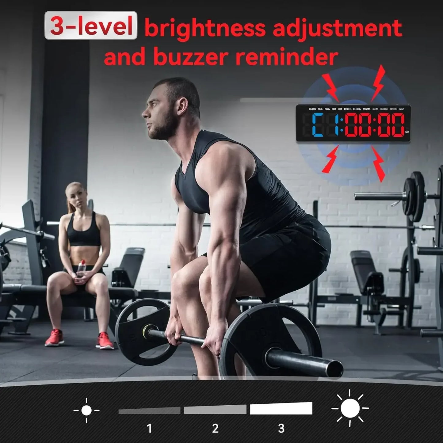 27.5" Large Gym Interval Timer with 4" Digits & Remote