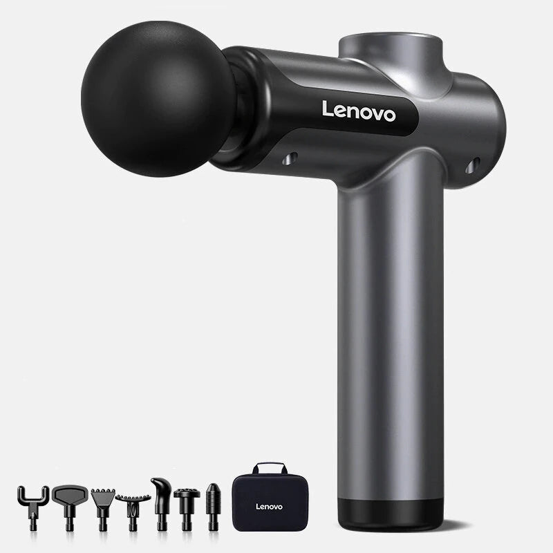 Lenovo Massage Gun with Case – 8 Heads, 99 Levels, 13kg Force