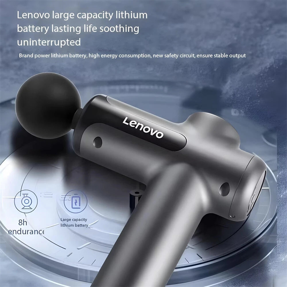 Lenovo Massage Gun with Case – 8 Heads, 99 Levels, 13kg Force