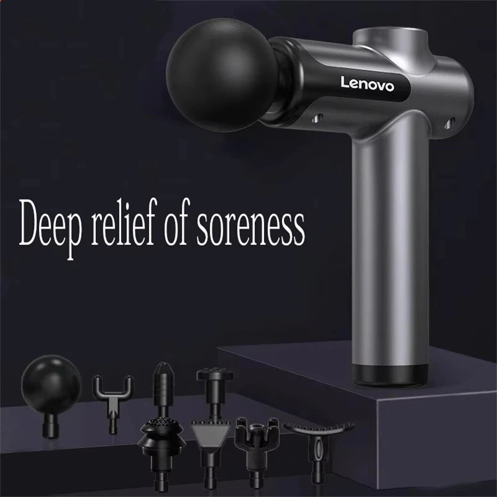 Lenovo Massage Gun with Case – 8 Heads, 99 Levels, 13kg Force