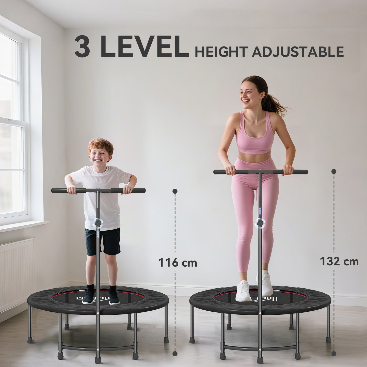 40-Inch Trampoline with Adjustable Handle for Indoor/Outdoor Fitness