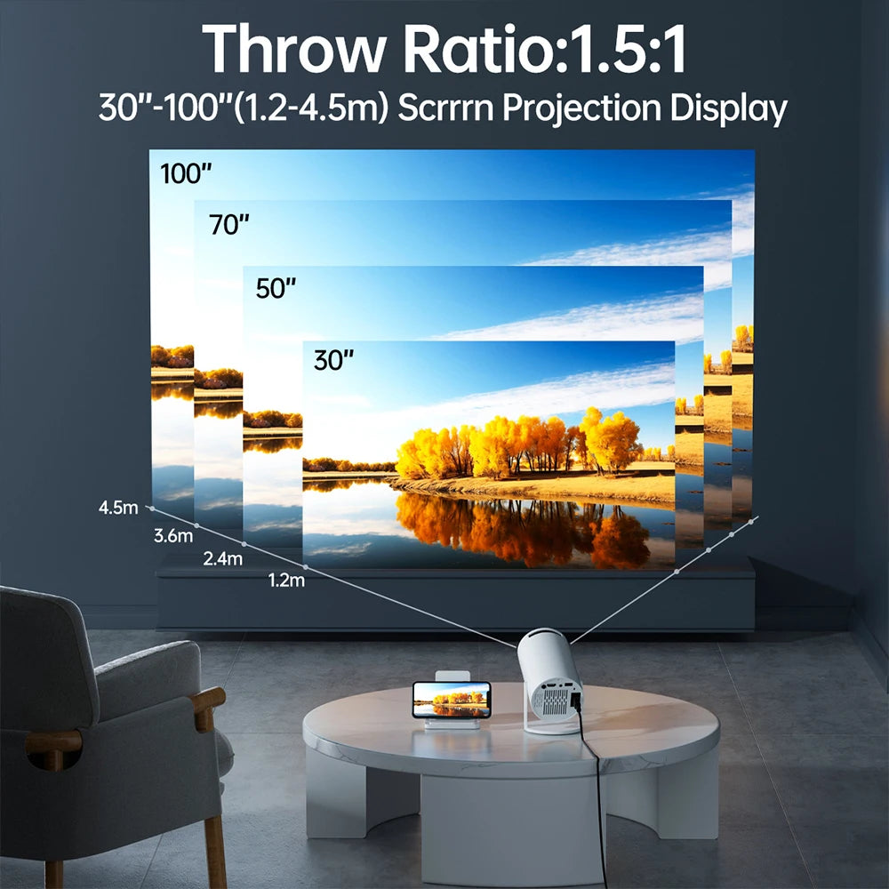 Portable Wi-Fi Projector with Android TV 11 – HD Wireless Home Cinema