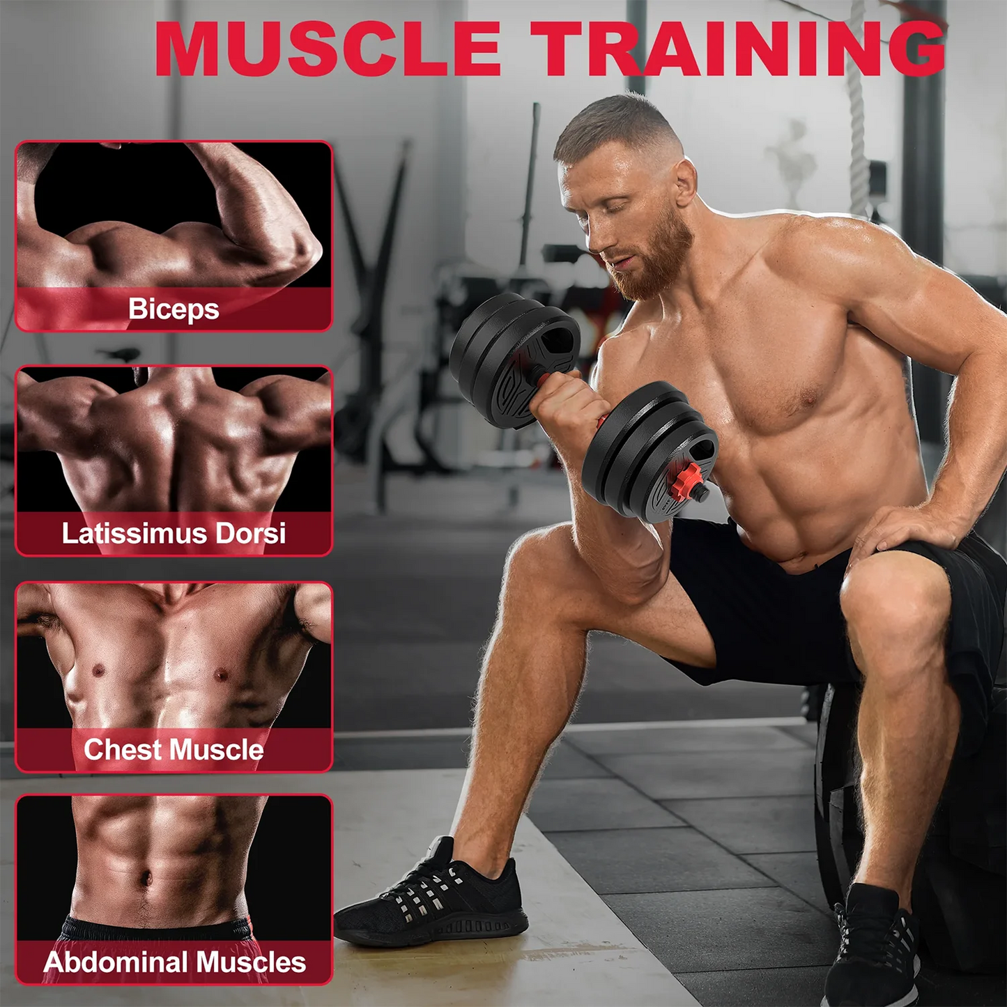 20kg 3-in-1 Dumbbell Set with Barbell Bar – Adjustable, Space-Saving