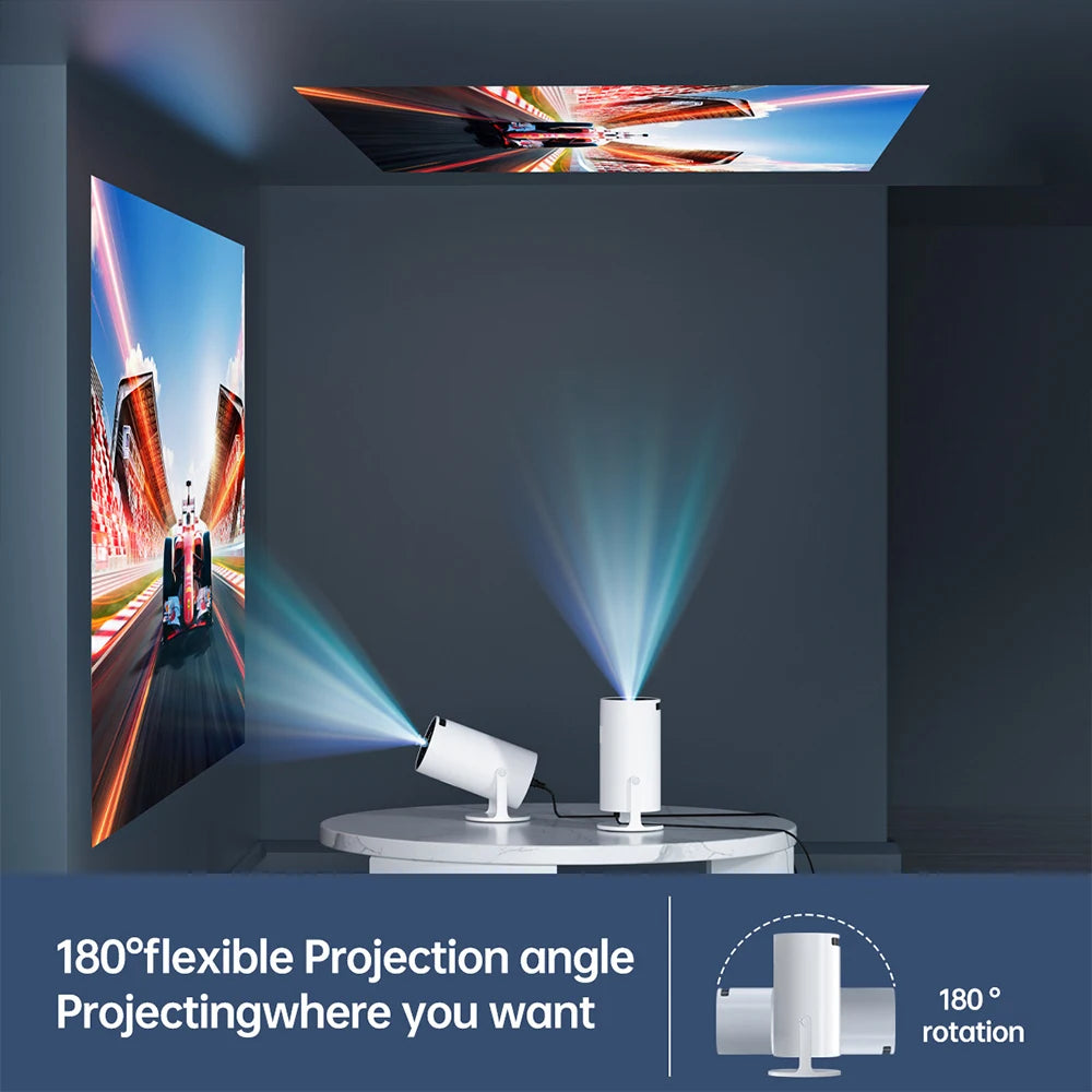 Portable Wi-Fi Projector with Android TV 11 – HD Wireless Home Cinema