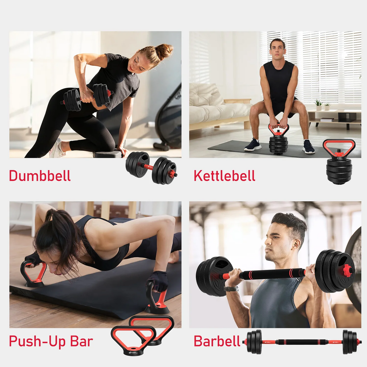 20kg 3-in-1 Dumbbell Set with Barbell Bar – Adjustable, Space-Saving