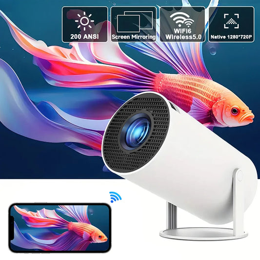 Portable Wi-Fi Projector with Android TV 11 – HD Wireless Home Cinema