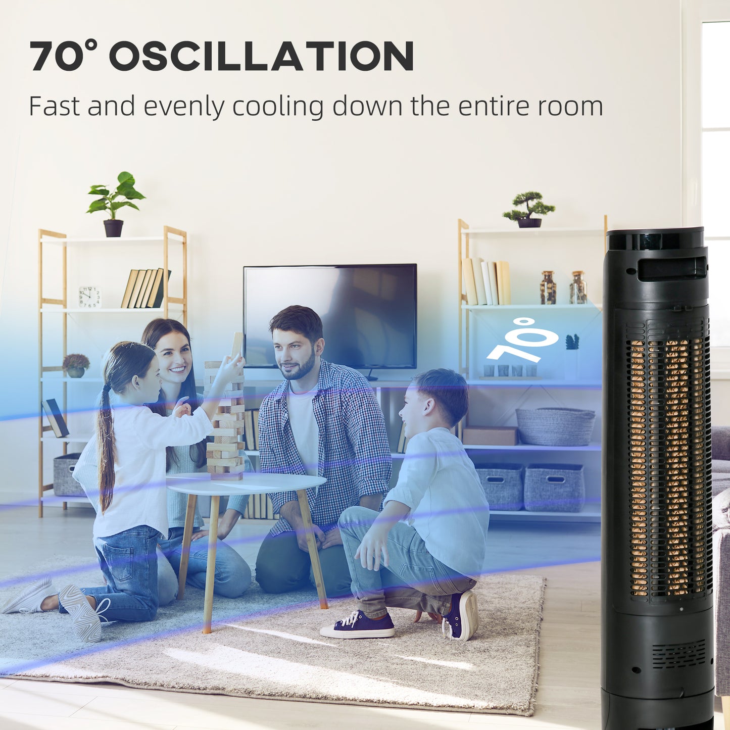 Portable evaporative air cooler with ice box, 4 modes & 3 speeds