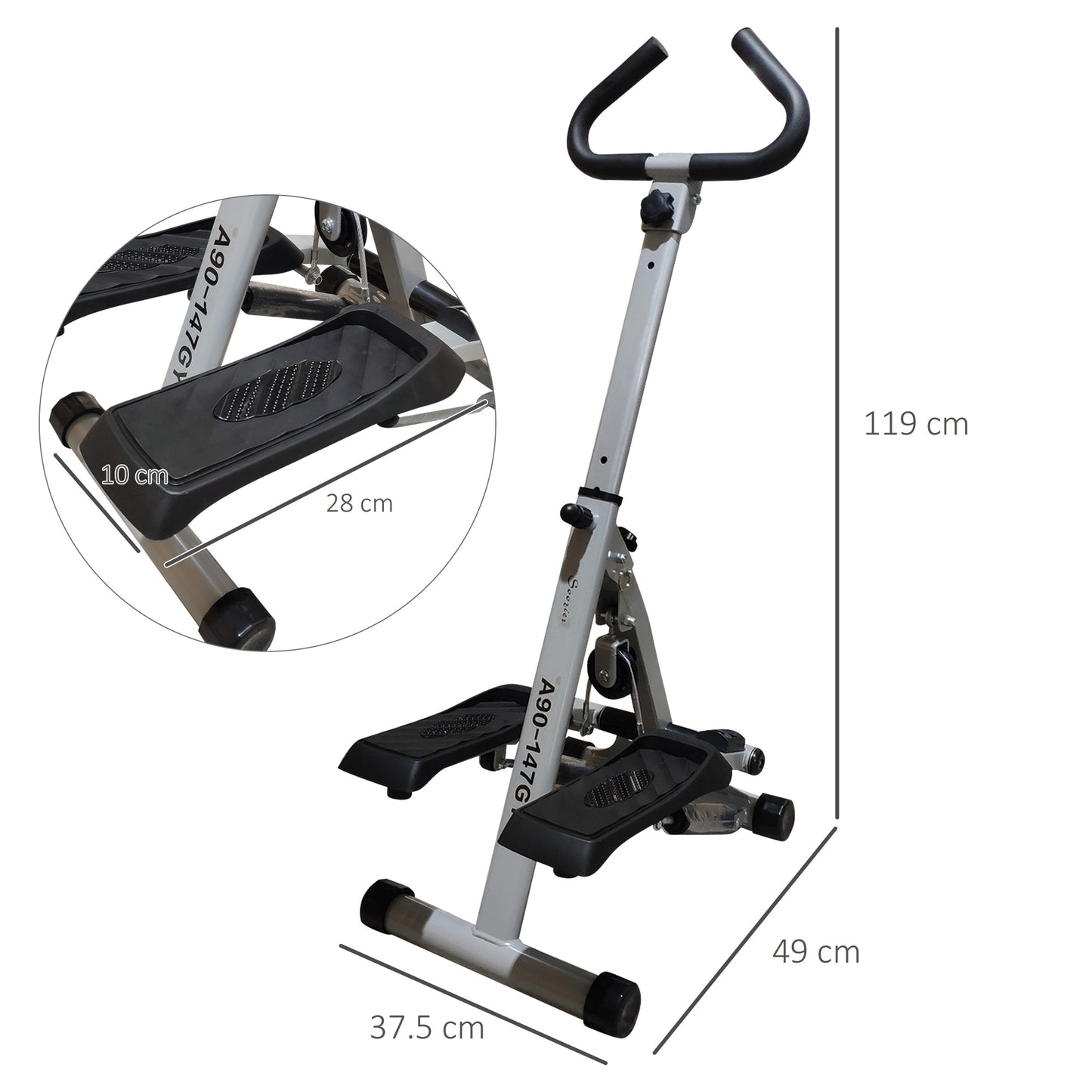 Foldable Stepper with Adjustable Handlebar & LCD Display