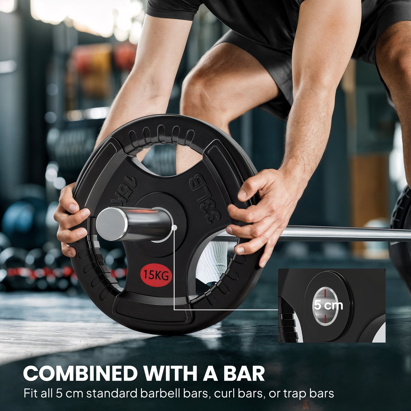 2 x 15 kg Olympic Weight Plates with PVC Coating & Grip Holes