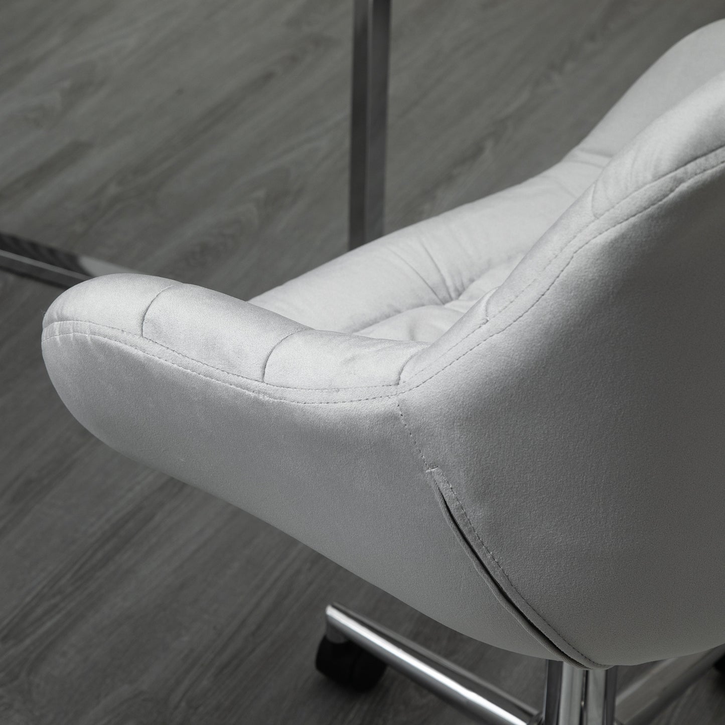 Velvet-Feel Office Chair with Adjustable Height – Grey