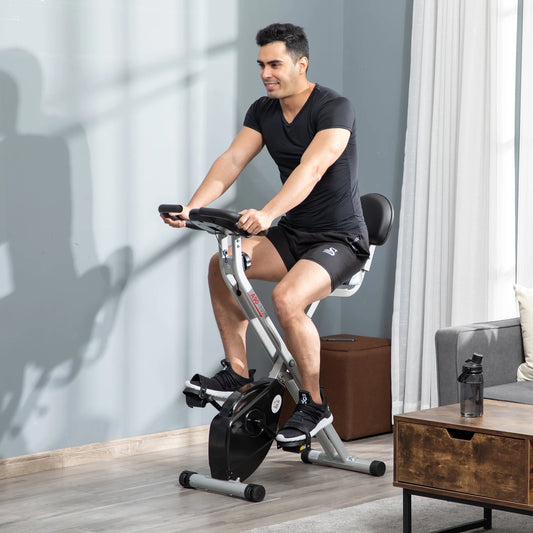 Foldable Indoor Exercise Bike with 8-Level Magnetic Resistance, LCD & Pulse Sensor
