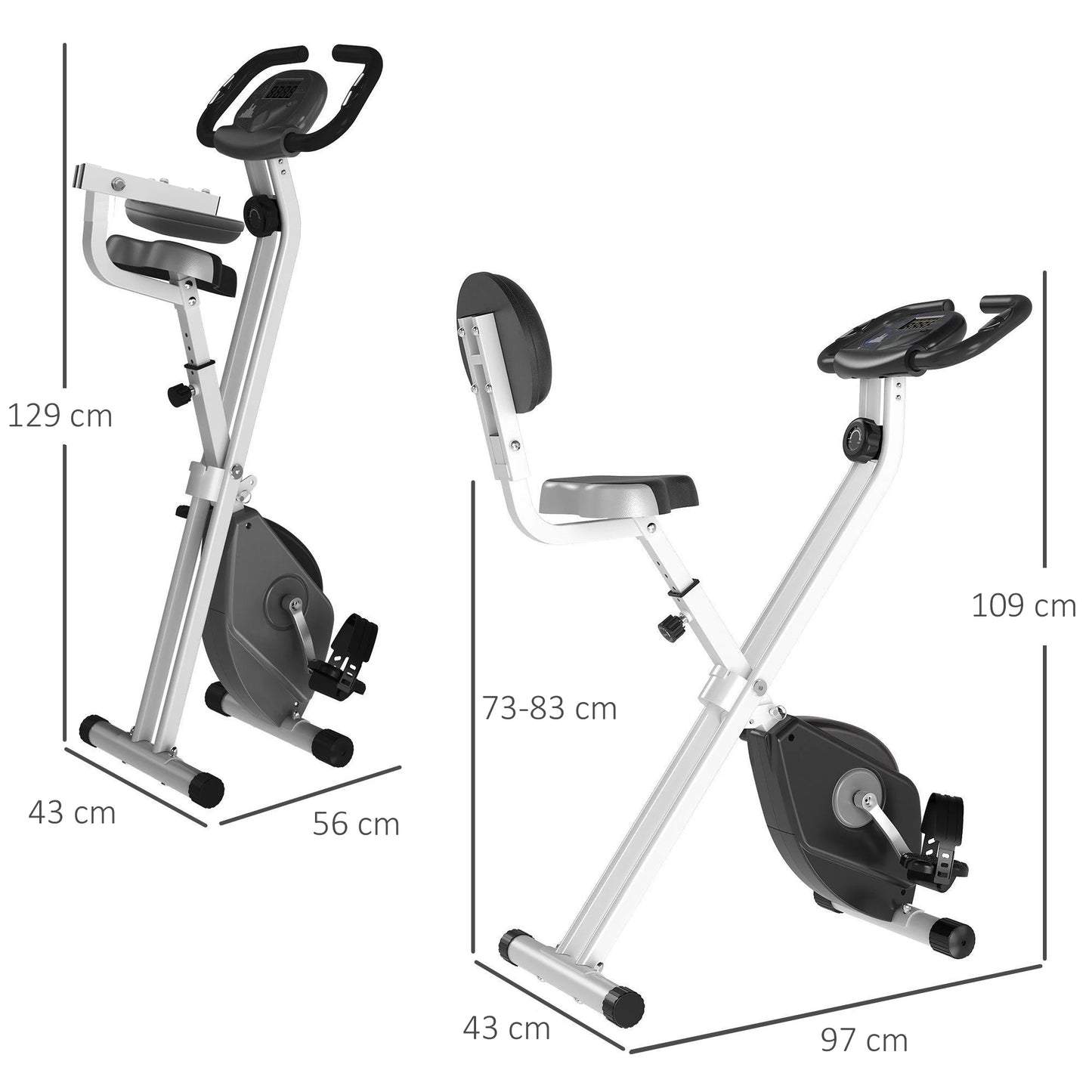 Foldable Indoor Exercise Bike with 8-Level Magnetic Resistance, LCD & Pulse Sensor