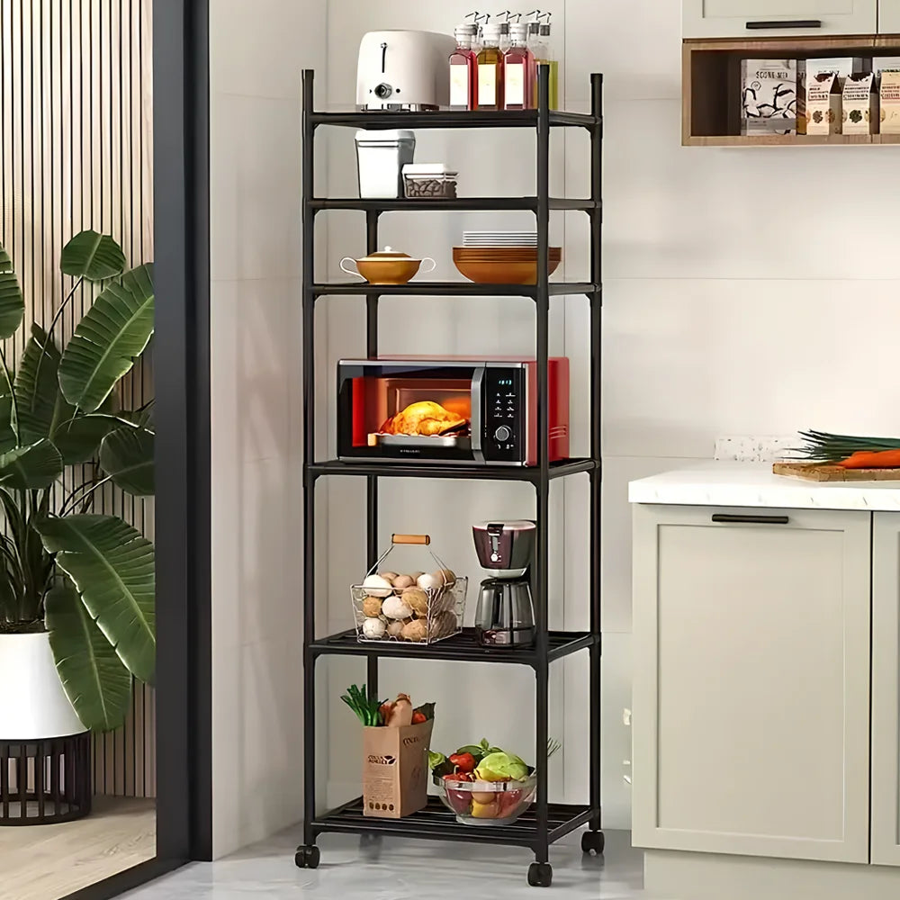Sturdy 6-Tier Iron Storage Rack for Kitchen and Home Use