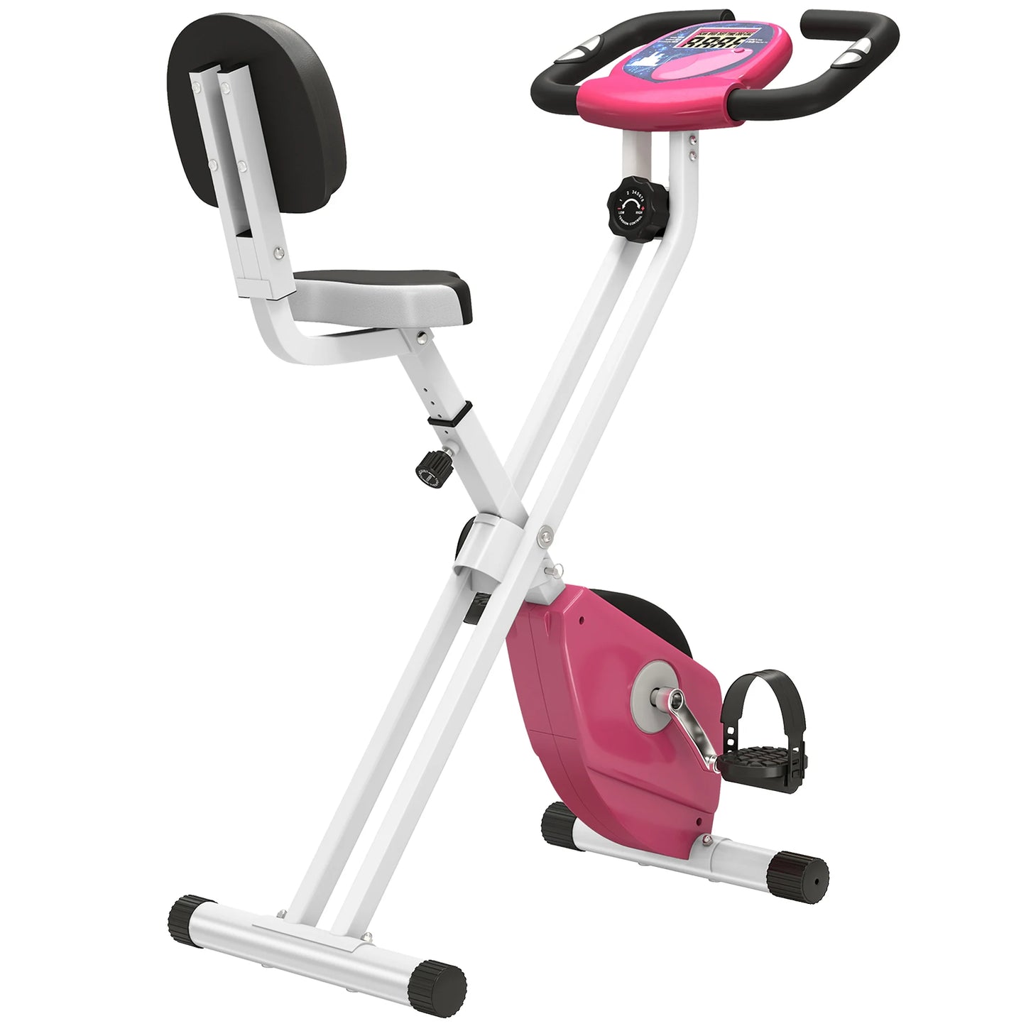 Foldable Indoor Exercise Bike with 8-Level Magnetic Resistance, LCD & Pulse Sensor