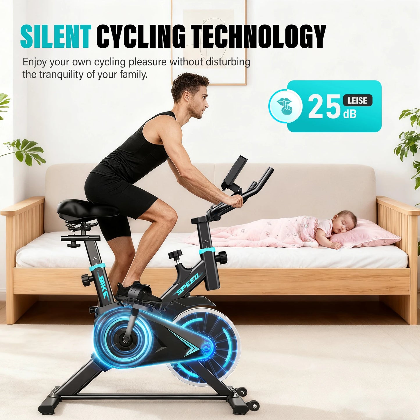 Upright Spin Exercise Bike - Silent, Zwift Connected, Stepless Resistance