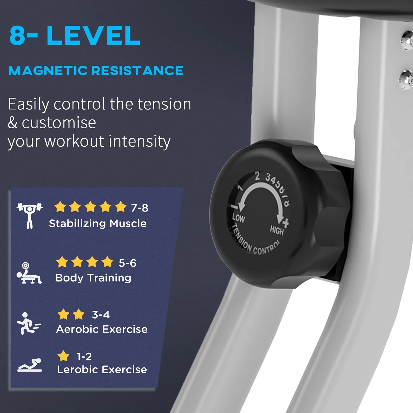 Foldable Indoor Exercise Bike with 8-Level Magnetic Resistance, LCD & Pulse Sensor
