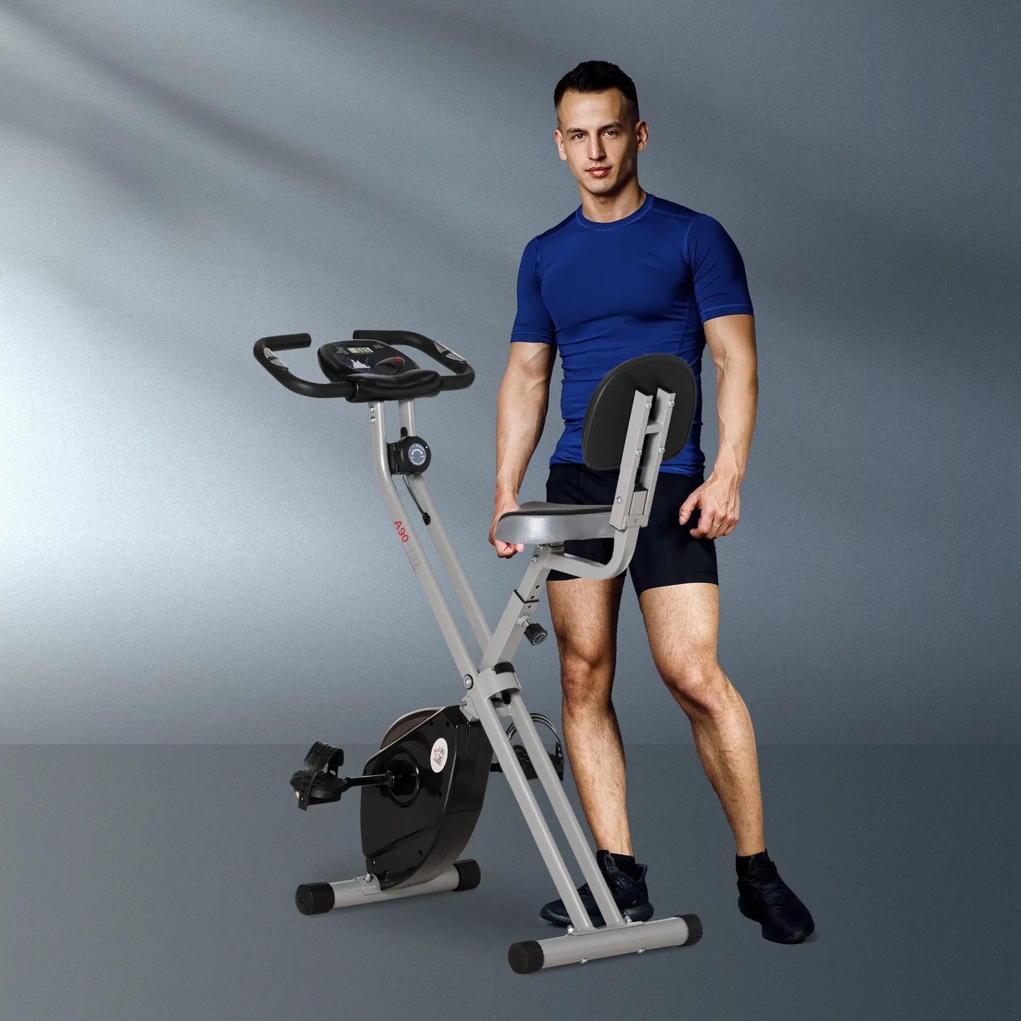 Foldable Indoor Exercise Bike with 8-Level Magnetic Resistance, LCD & Pulse Sensor