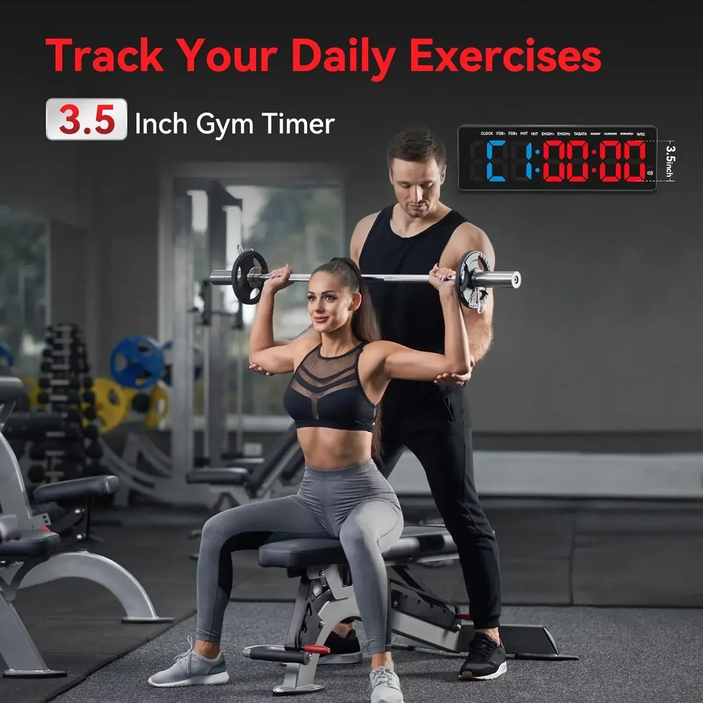 27.5" Large Gym Interval Timer with 4" Digits & Remote
