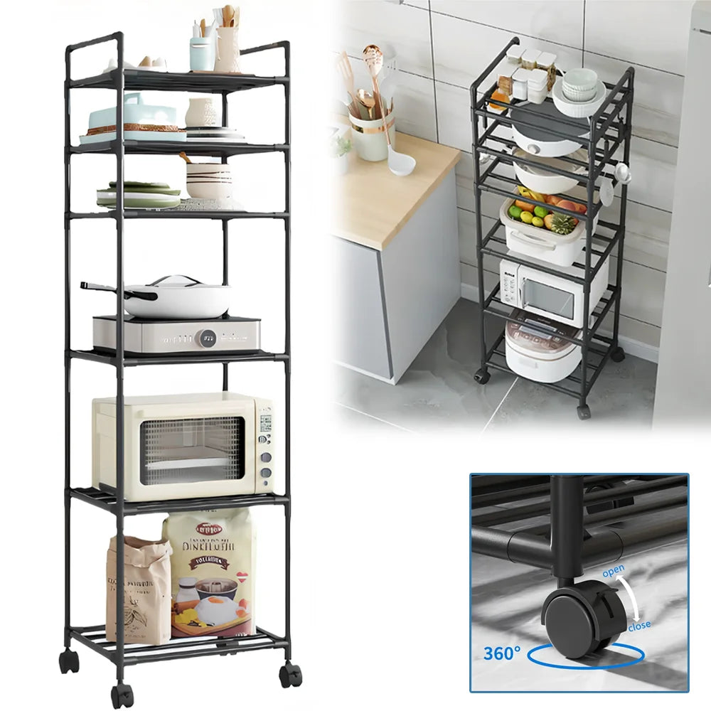 Sturdy 6-Tier Iron Storage Rack for Kitchen and Home Use