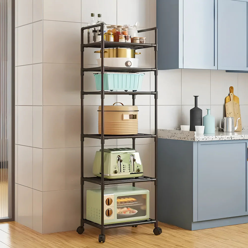 Sturdy 6-Tier Iron Storage Rack for Kitchen and Home Use