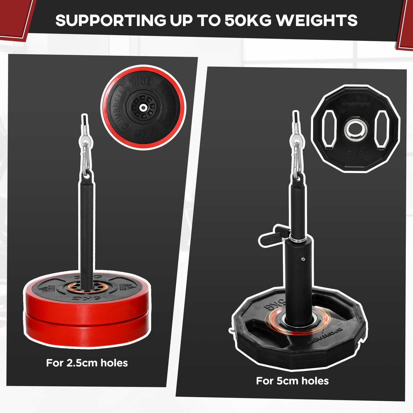 SPORTNOW Lat Pull Down Cable System for Home Gym – 50kg Capacity