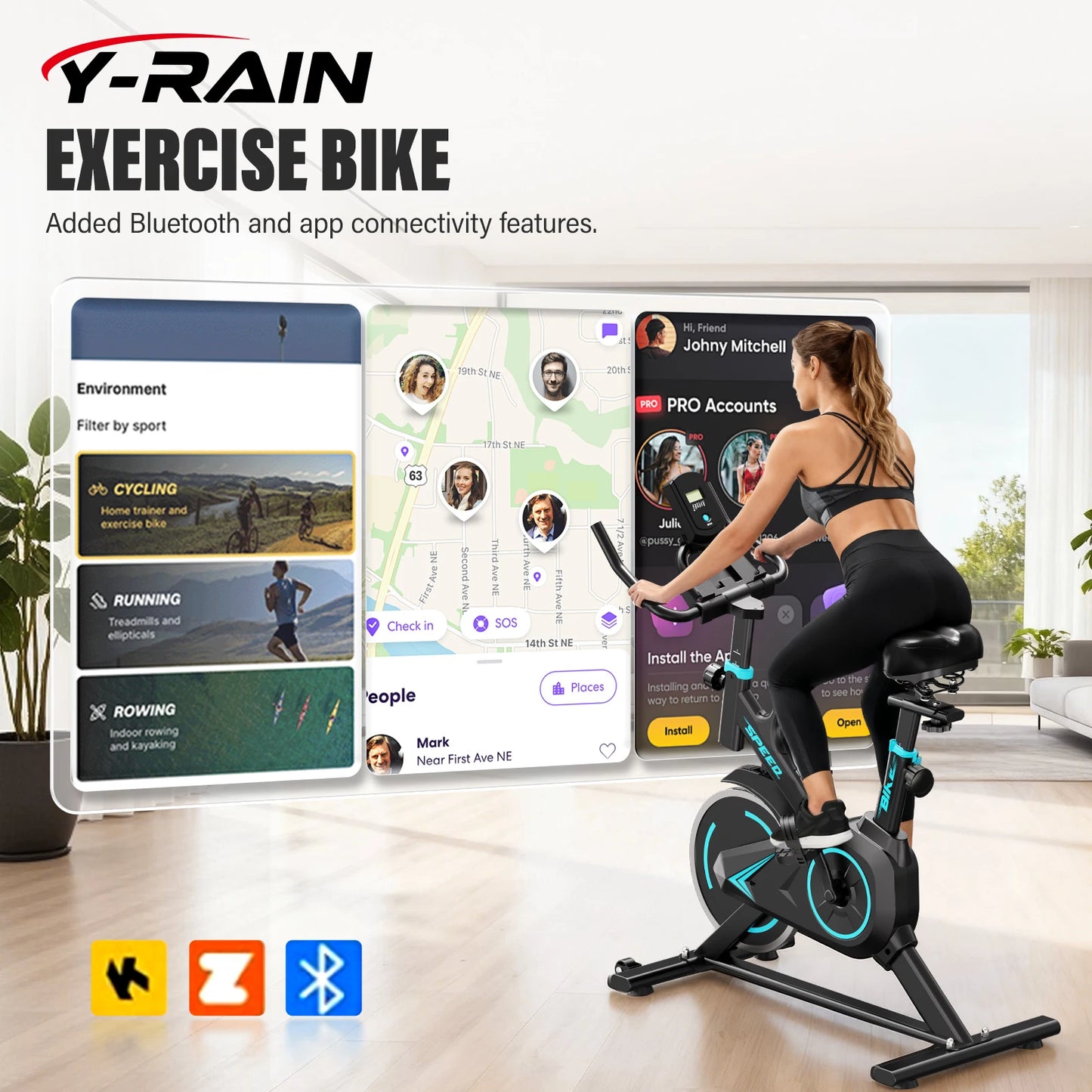 Upright Spin Exercise Bike - Silent, Zwift Connected, Stepless Resistance