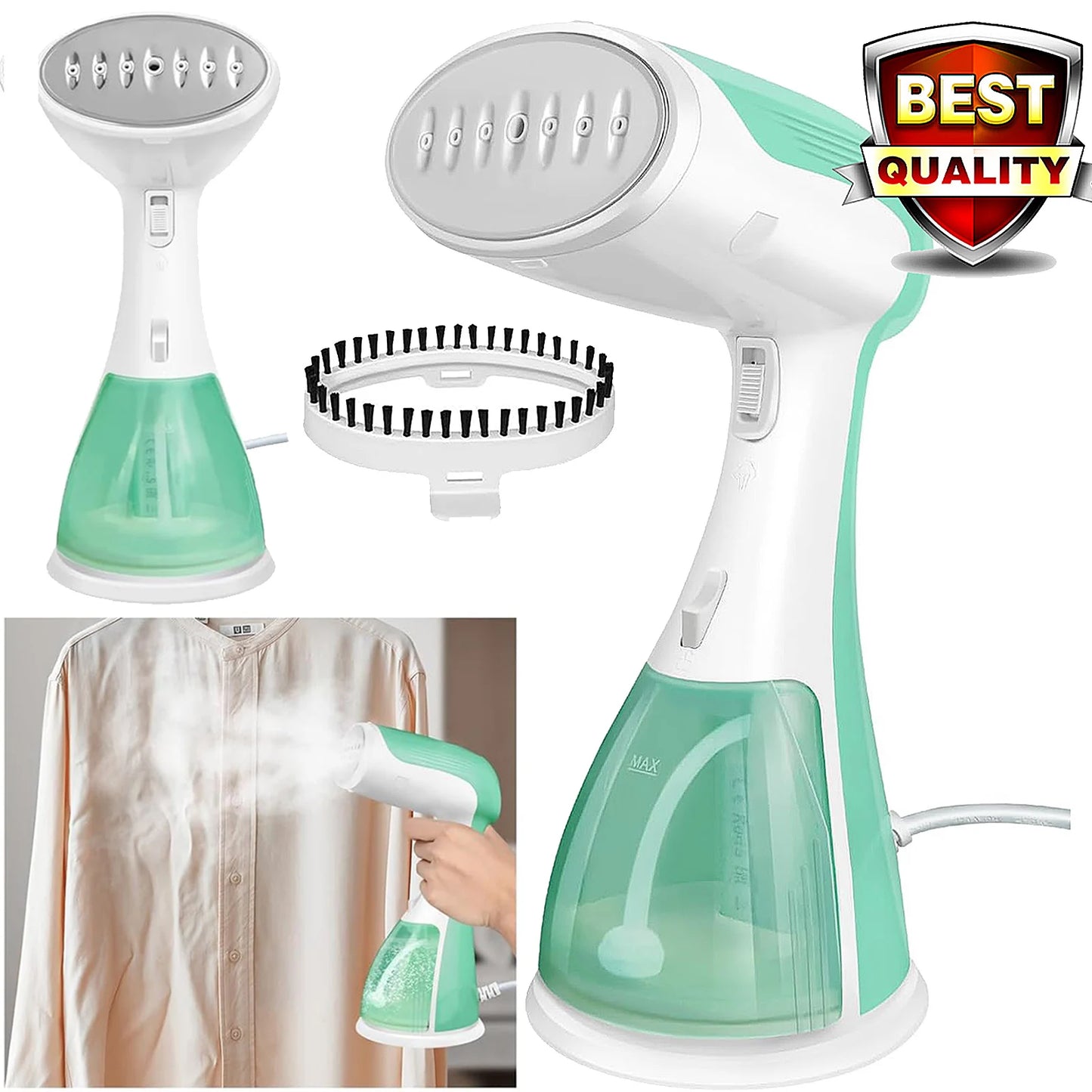 Handheld Clothes Steamer 1500W, 300ml Tank, 27g/min Steam, 30s Heat-Up