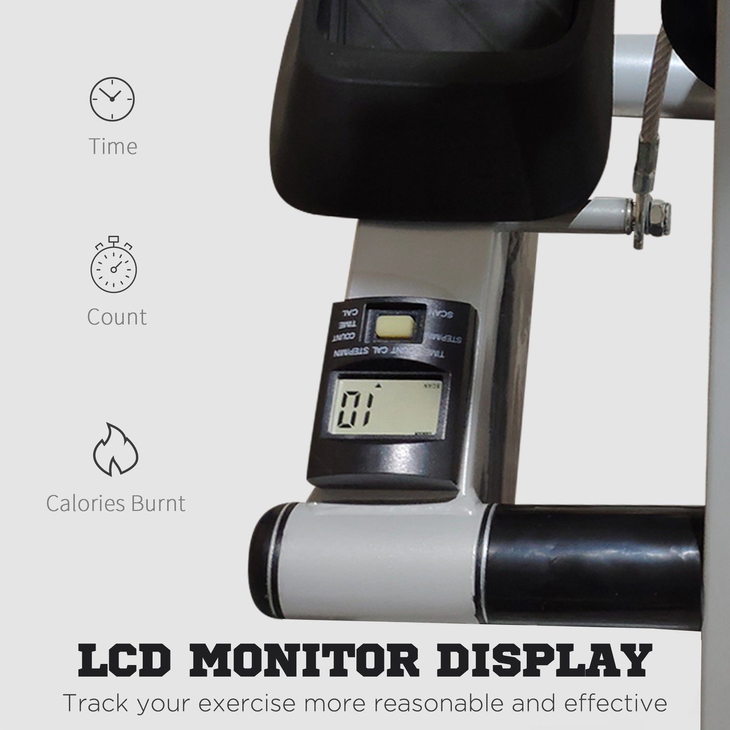 Foldable Stepper with Adjustable Handlebar & LCD Display