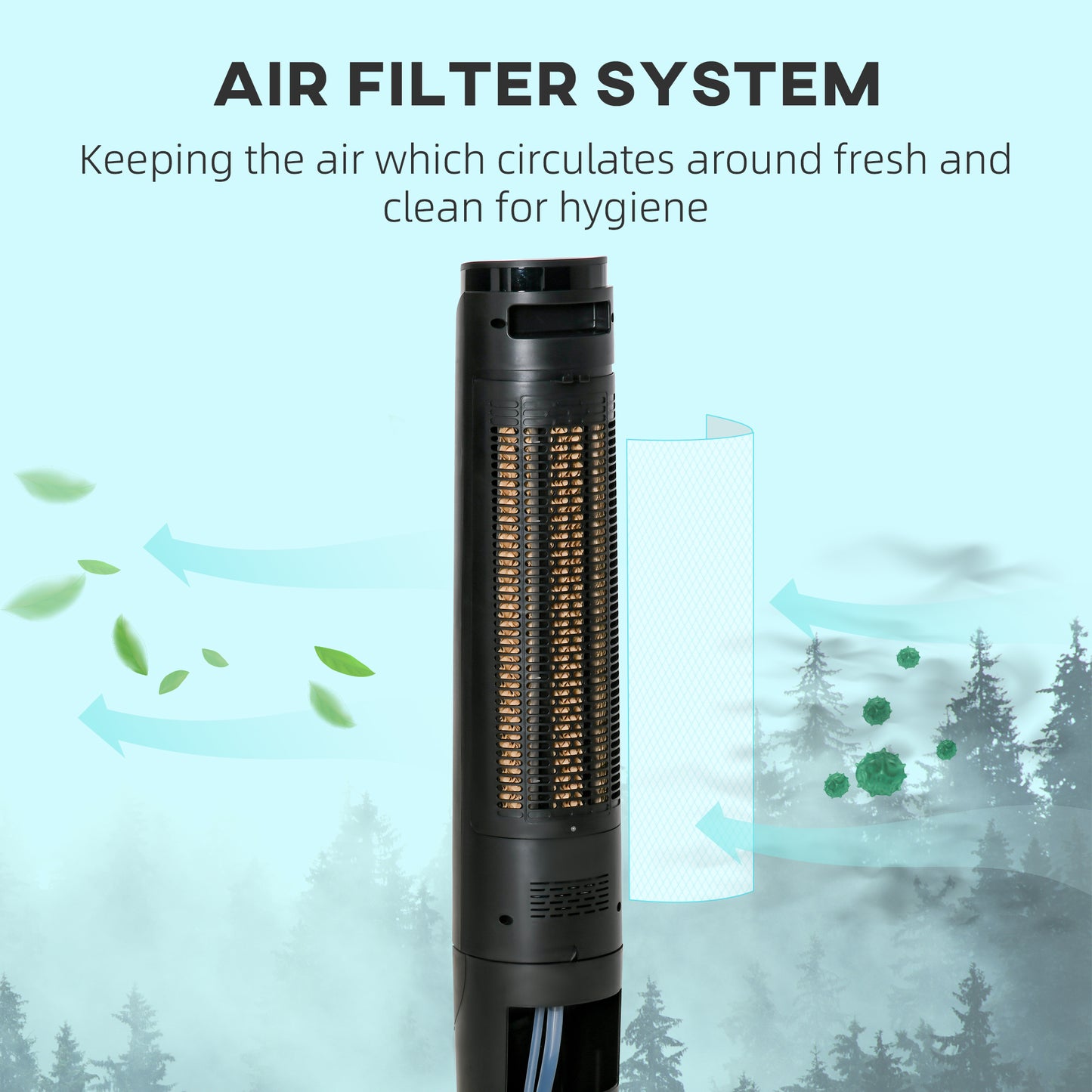 Portable evaporative air cooler with ice box, 4 modes & 3 speeds
