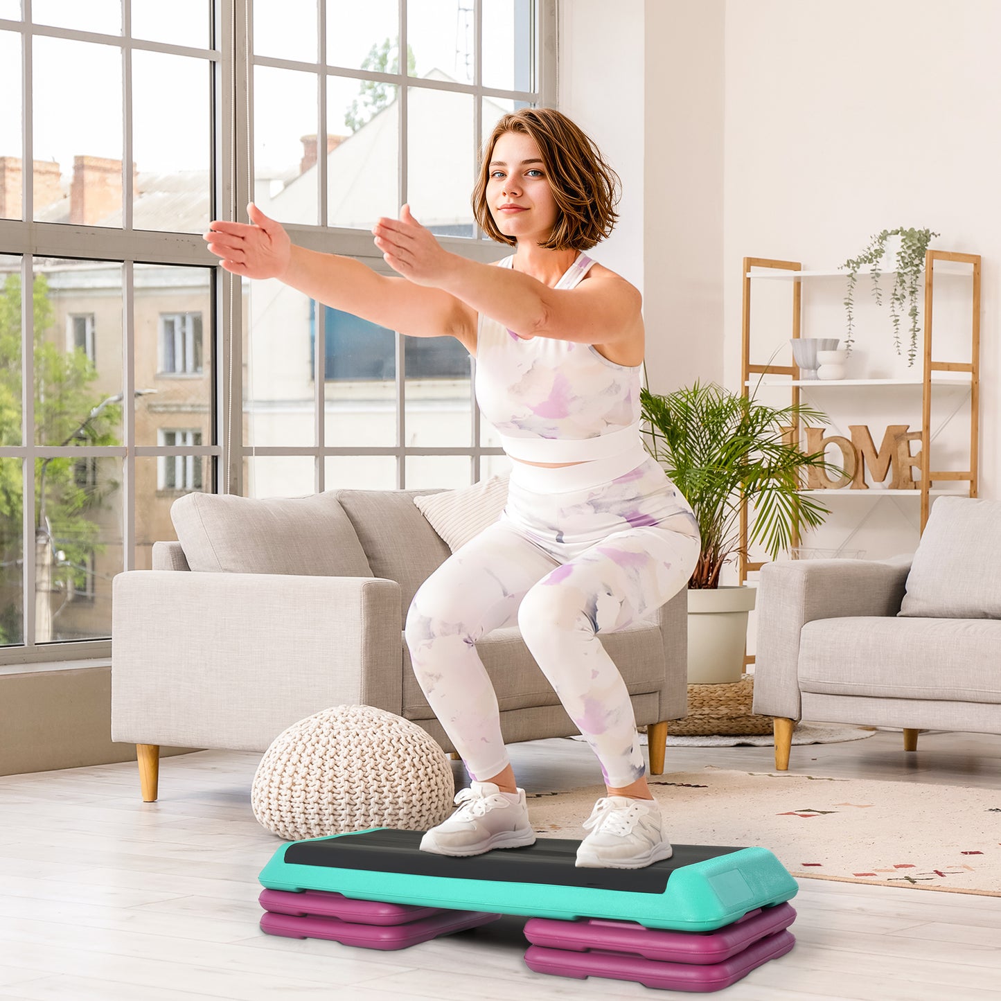HOMCOM Adjustable Aerobic Stepper 10/15/20 cm – Non-Slip, 150 kg