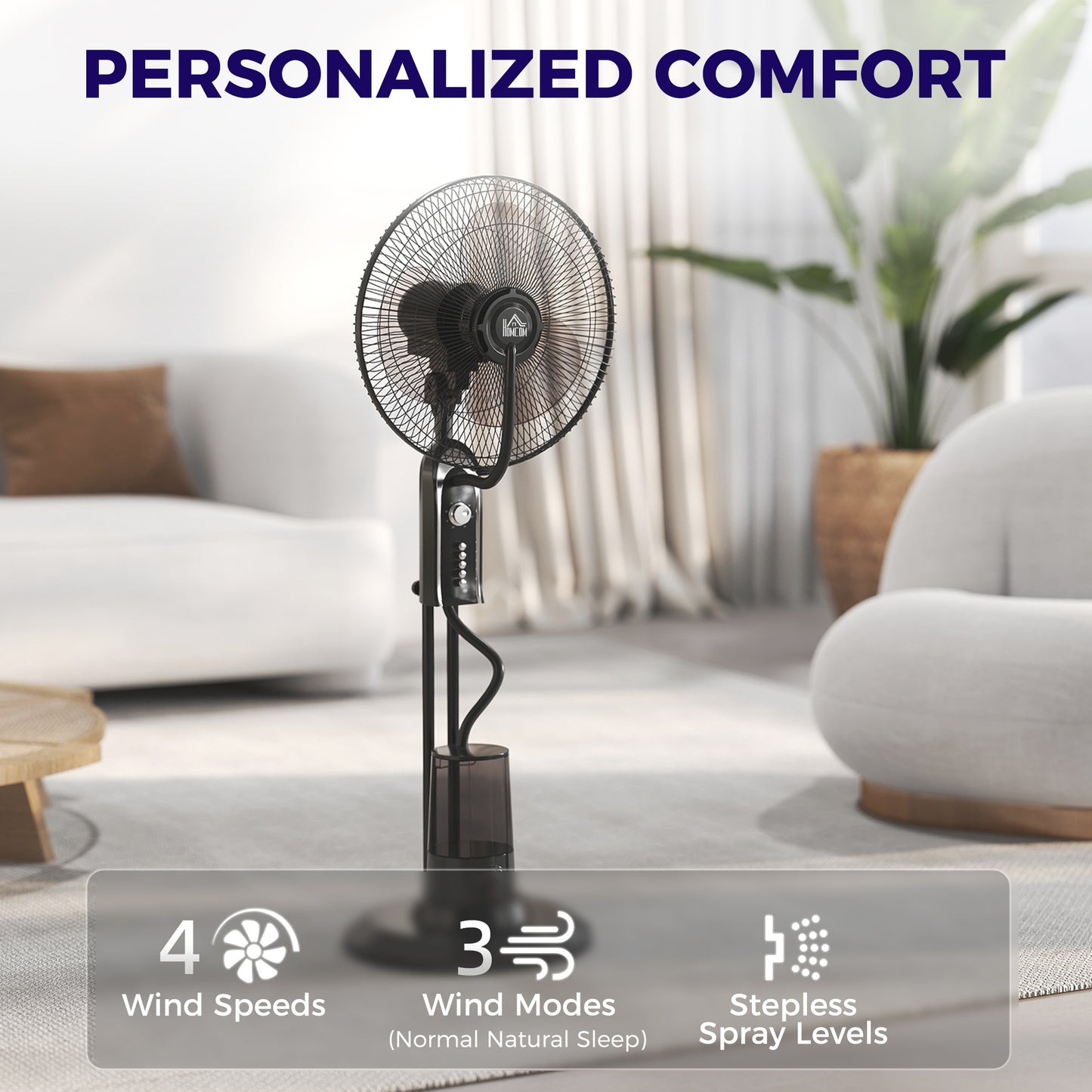 Pedestal Misting Fan with Ultrasonic Spray, 70° Oscillation