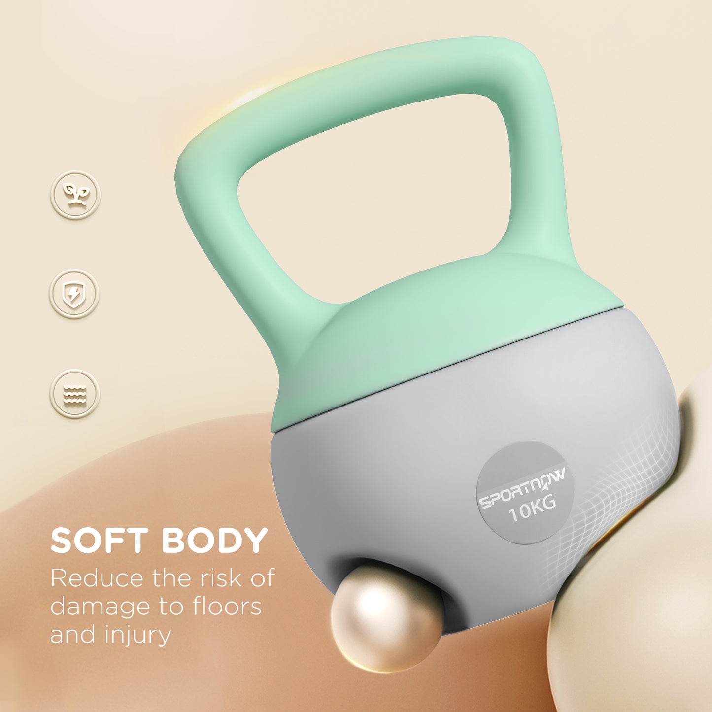 10kg Soft Kettlebell with Non-Slip Handle – Floor Safe & Upright Base
