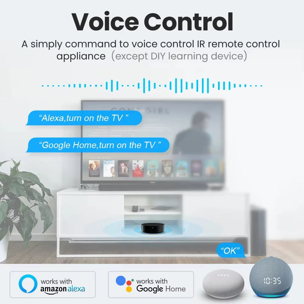 WiFi IR Remote Controller for TV/AC — Tuya/Smart Life, Alexa