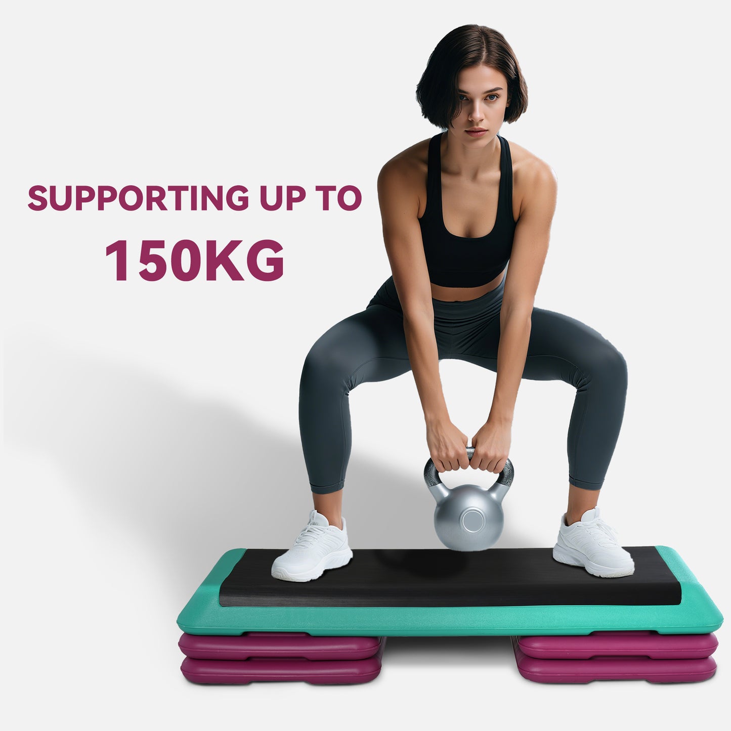 HOMCOM Adjustable Aerobic Stepper 10/15/20 cm – Non-Slip, 150 kg
