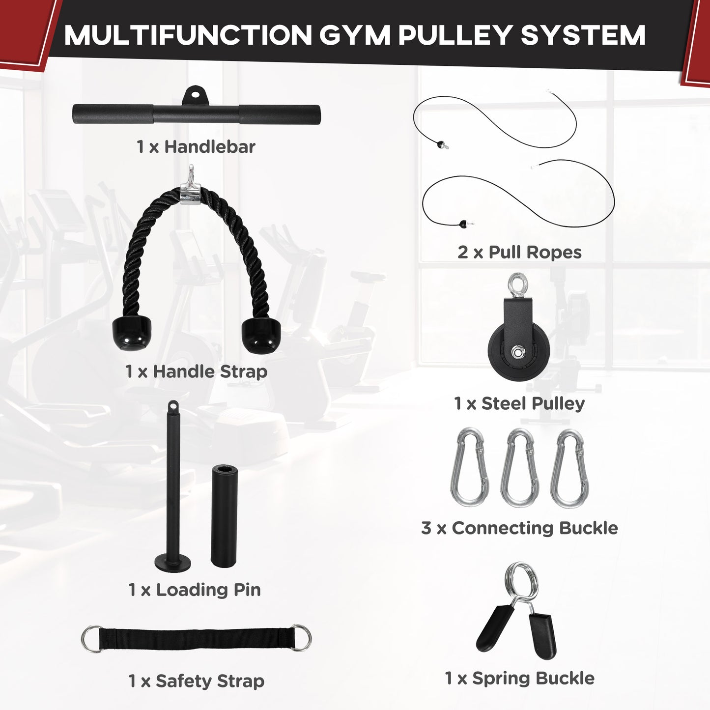 SPORTNOW Lat Pull Down Cable System for Home Gym – 50kg Capacity