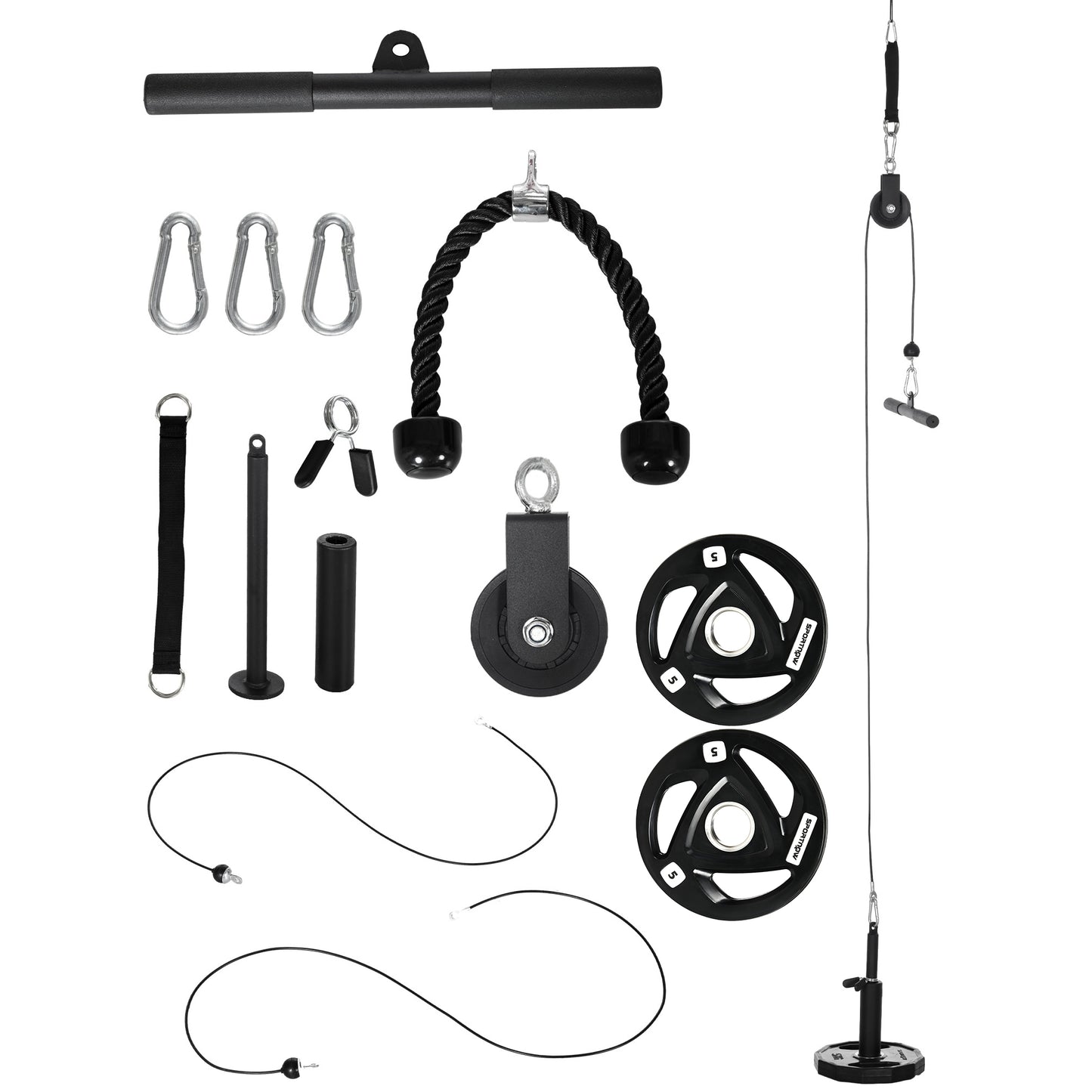 SPORTNOW Lat Pull Down Cable System for Home Gym – 50kg Capacity
