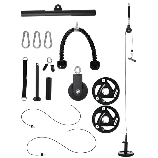 SPORTNOW Lat Pull Down Cable System for Home Gym – 50kg Capacity