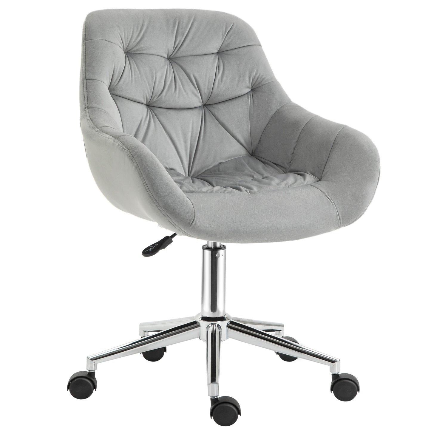 Velvet-Feel Office Chair with Adjustable Height – Grey
