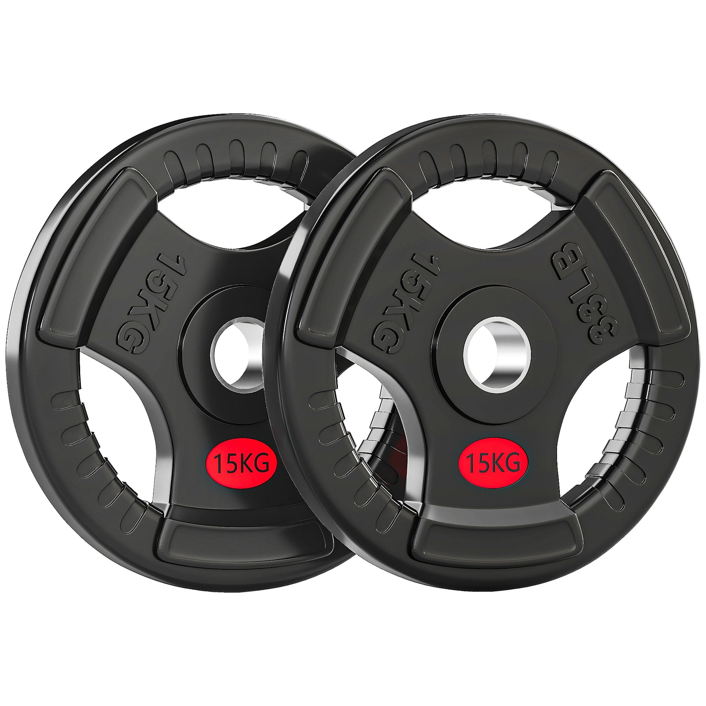 2 x 15 kg Olympic Weight Plates with PVC Coating & Grip Holes