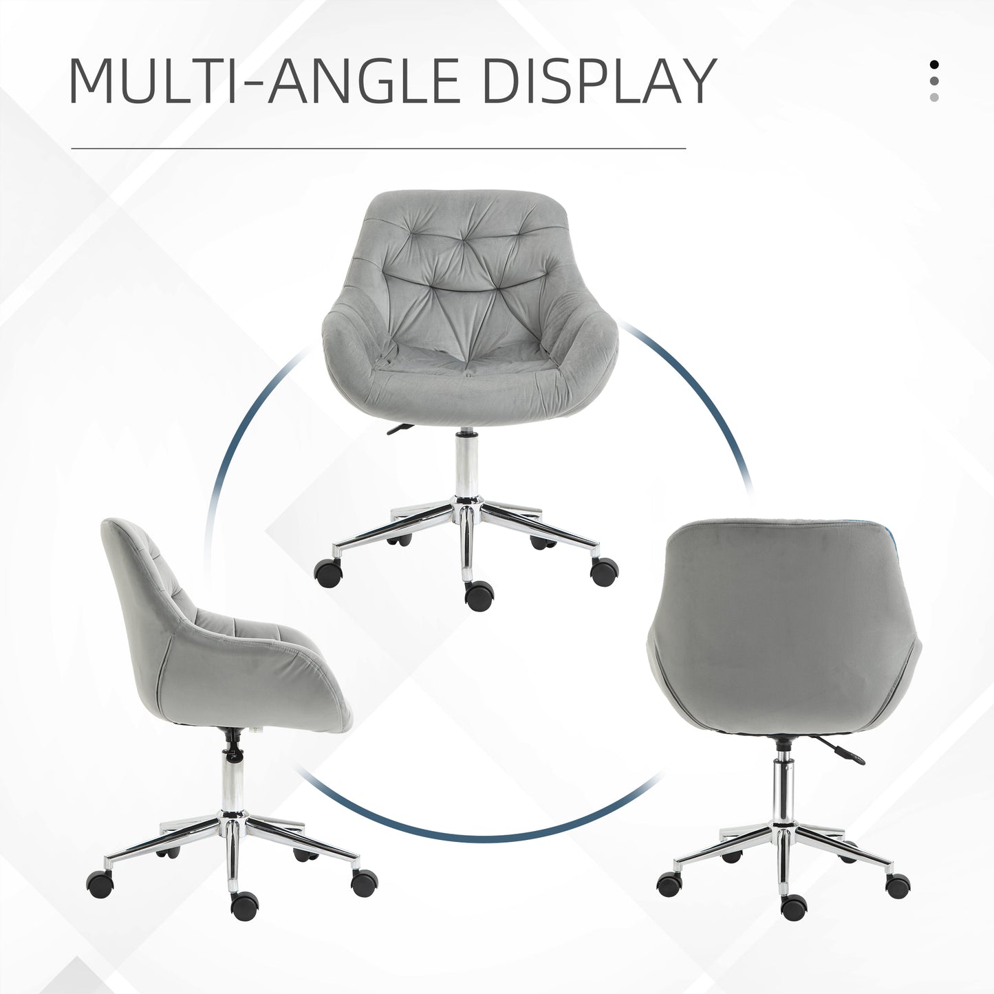 Velvet-Feel Office Chair with Adjustable Height – Grey