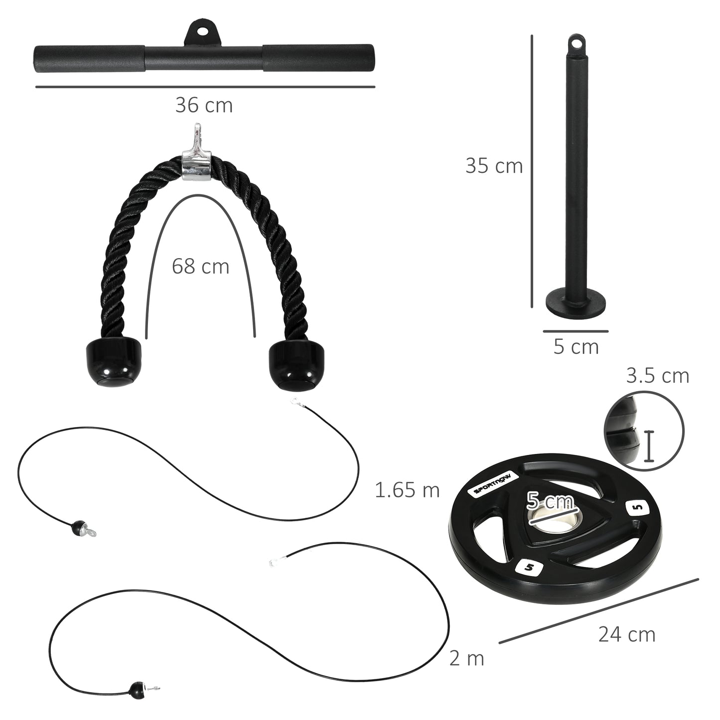 SPORTNOW Lat Pull Down Cable System for Home Gym – 50kg Capacity