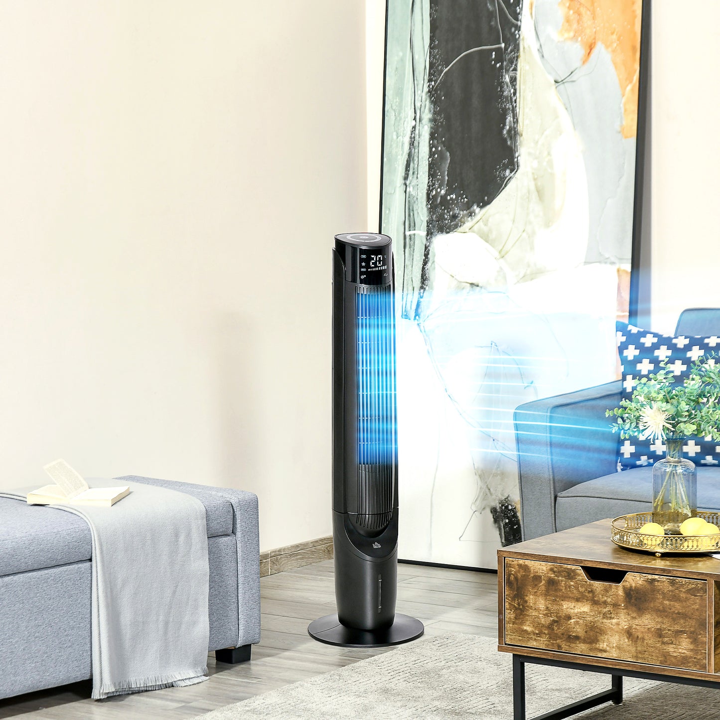 Portable evaporative air cooler with ice box, 4 modes & 3 speeds
