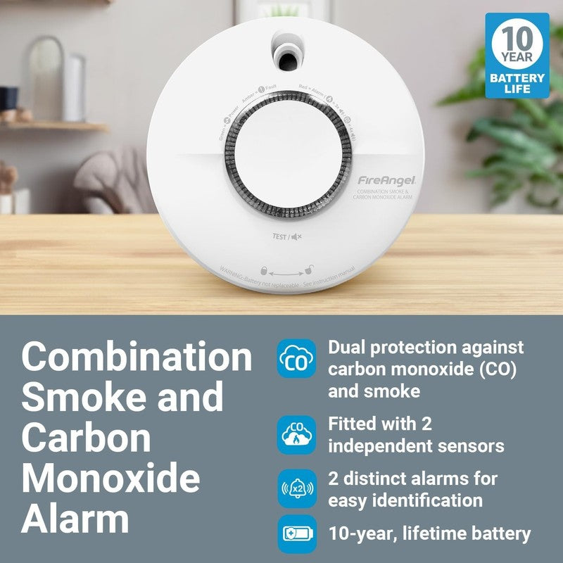 FireAngel Combination Smoke and Carbon Monoxide Alarm for Home