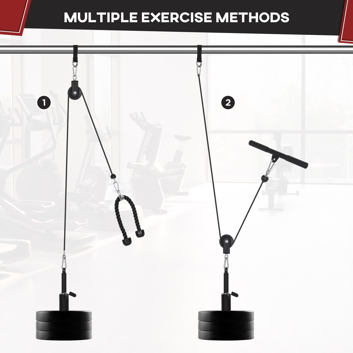 SPORTNOW Lat Pull Down Cable System for Home Gym – 50kg Capacity