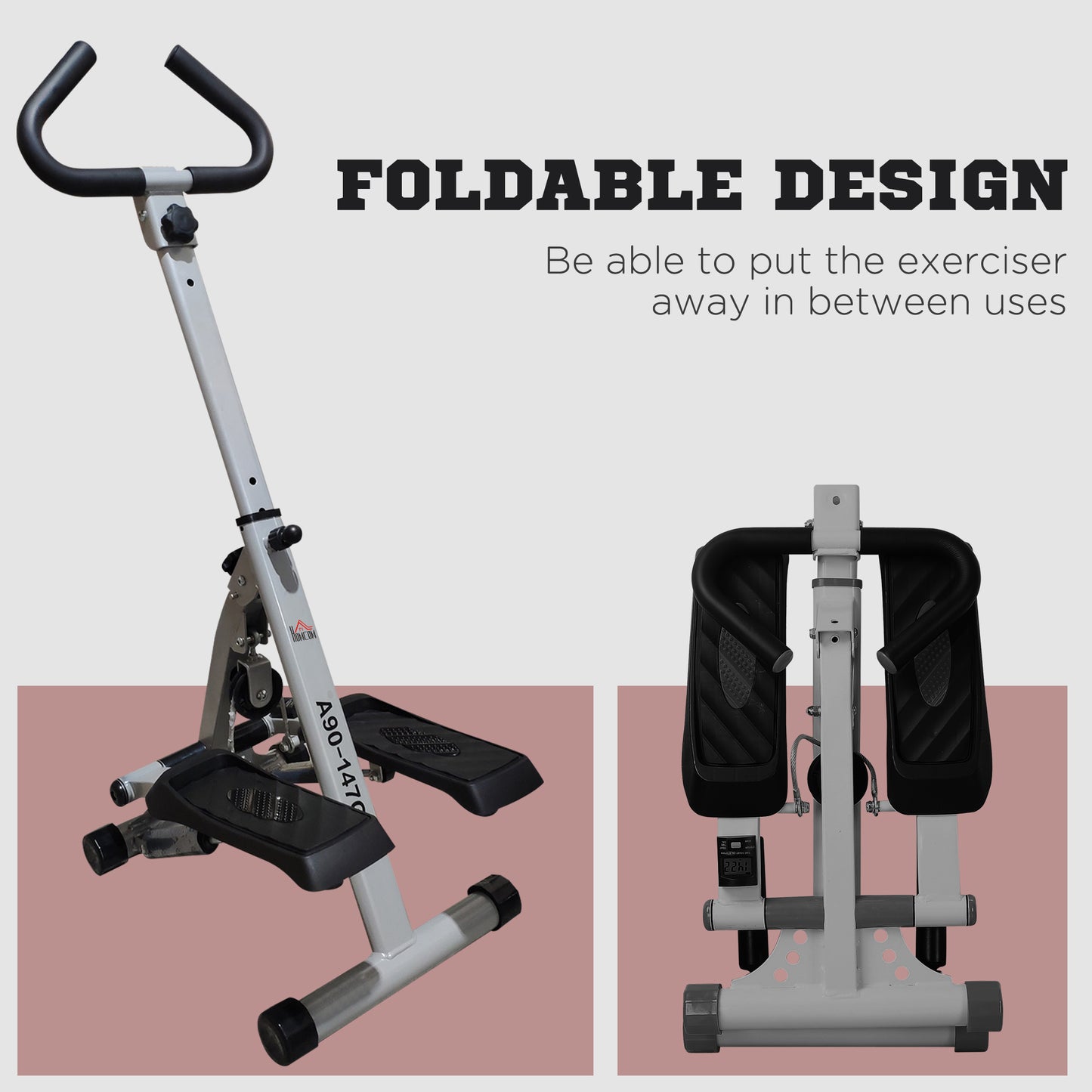 Foldable Stepper with Adjustable Handlebar & LCD Display
